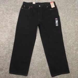 Levis Jeans Mens 42x30 Black 550 Relaxed Tapered Cotton Comfort Denim Pants NEW
